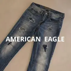 AMERICAN EAGLE スキニーデニム ブルー ダメージ加工 Sのサムネイル
