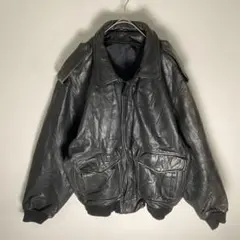 本革 A-2 G-1 MIXデザイン レザージャケット 黒 表記52 実寸XL