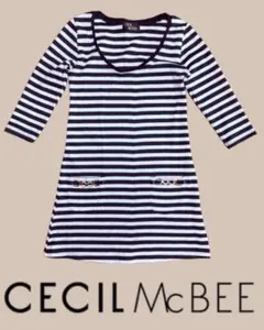 CECIL McBEE ラインストーン付 ボーダー 七分袖 Mのサムネイル