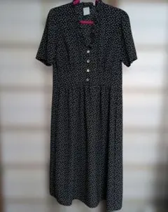 agnes b. アニエスベー　黒　小花柄　ワンピース　サイズ40　日本製