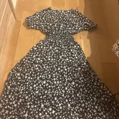 フローラルプリント マキシドレス ネイビー