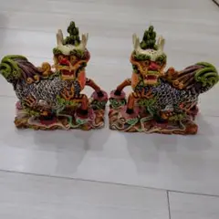 シンガポール　シーサー　多色陶器製獅子像 置物