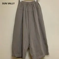 SUN VALLYグレー ジュガウチョパンツ ウエストゴム タック入り