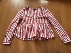 ZARA 赤と白のストライプブラウス　ザラ
