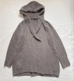 23区　アルパカ混　ブラウン　フード付きカーディガン　ニット　セーター　Ｍサイズ