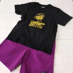 新品　グローバルワークPEANUTS Tシャツ 140 黒 紫ハーフパンツ