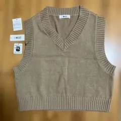 WEGO ブラウンVネック ニットベスト F