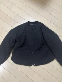 ZARA ザラハートキルティングジャケット黒XS