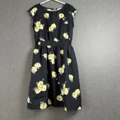 earth music&ecology 花柄 ノースリーブワンピースS ネイビー