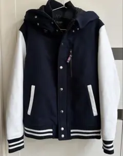 【美品】BEAMS フード付きジャケット ネイビー/ホワイト