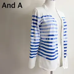 And A アンドエー ボーダーカーディガン ホワイトブルーのサムネイル