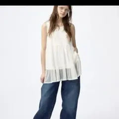 GU ２ピース　チュールチュニック　ホワイト　M