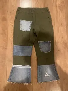 自作‼️【ファッション】GU 緑　パンツ