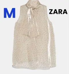 ◆美品◆ ZARA ザラ シアードットチュニック　ブラウス　ノースリーブ　M