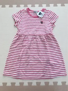 DOUBLE.B 半袖ワンピース 100cm ピンクストライプ　新品タグ付き