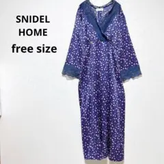 スナイデルホーム カシュクールロングワンピース 小花柄 レール 総柄 ブルー