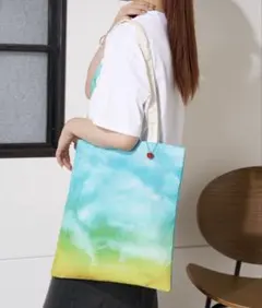 新品タグ付き　トートバッグ 青緑　エコバッグ