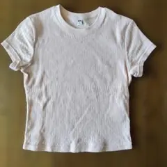 UNIQLO リブクルーネックT 半袖 ピンク L