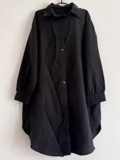 長袖シャツワンピース ブラック