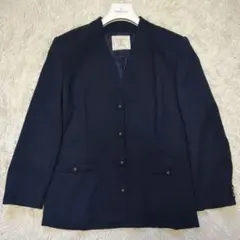 希少　burberrys 　ノーカラージャケット　紺ブレ　装飾ボタン　11