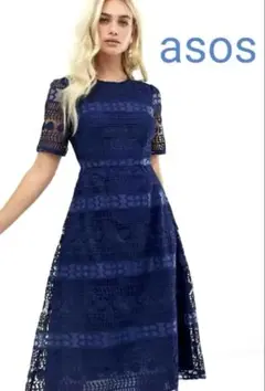 大特価‼️新品未使用　エイソス　ASOS レース　ワンピース　ネイビー　ブルー