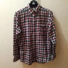 ユニクロ チェック柄 フランネル コットン長袖シャツ M
