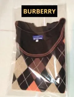 【美品】BURBERRY BLUE LABEL 半袖ニット レッド チェック柄 Burberry Blue Label 】ブルーチェック半袖シャツ