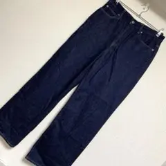ユニクロ ワイドストレートジーンズ デニム　ネイビー 26 66㎝