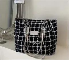 チェック柄 ブラック レディース トートバック カジュアル 大容量