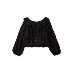 リリーブラウン LILY BROWN エアリーダブルフリルブラウス 黒 新品