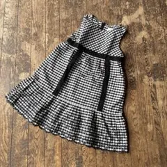 組曲　ワンピース　刺繍　ギンガムチェック　レース