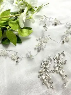 ウェディング　イヤリングとヘッドドレスセット売り