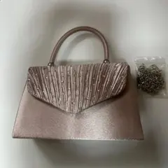 ビジュー付きプリーツデザインパーティーバッグ