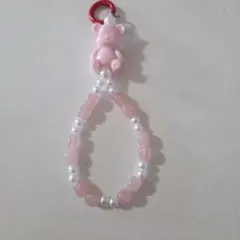 クマのフィギュア付きビーズストラップ