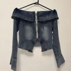 デニムブルー オフショルダー トップスのサムネイル