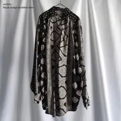 90s Black rayon mode design shirt Italia