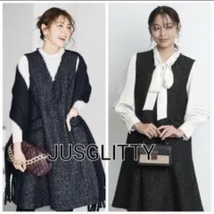 JUSGLITTYツイードミニワンピース