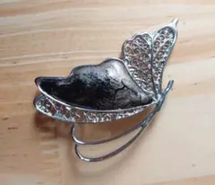 ビンテージ　ブローチ　蝶　七宝焼