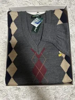 golden bearアーガイルVネックセーター グレー