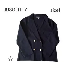JUSGLITTY ジャスグリッティー 金ボタン ニットジャケット ネイビー 1