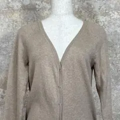 ZARA ナチュラルベージュ コットンニットカーディガン M