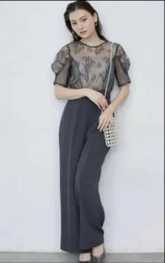 LAGUNAMOON パネルレースドッキングコンビネゾン パンツドレス 結婚式