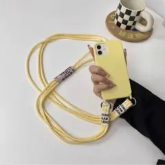 iPhoneケース　iPhone13pro ショルダーケース　紐付き　イエロー