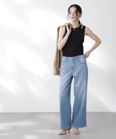 Healthy denim USED加工 ストレッチ ワイド デニムパンツ