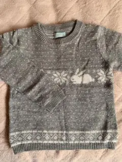 キャサリンコテージ　うさぎ柄　グレー ニット　120