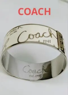 COACH.ロゴ入りメタルバングル.ホワイト