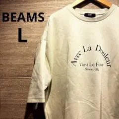 BEAMS HEART ロゴプリント ビッグシルエットTシャツ L グリーン