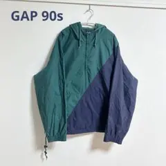 90s OLD GAP ナイロンアノラックパーカー XL 切り替え配色