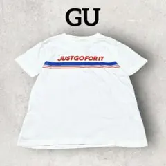 GU 半袖Tシャツ レディース クルーネックTシャツ (M)ホワイト プリントT