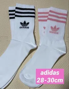 adidas アディダス　ストライプ　ミッドカットクルーソックス 2足セット